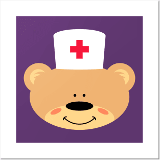 Teddy bear with Nurses Cap Posters and Art